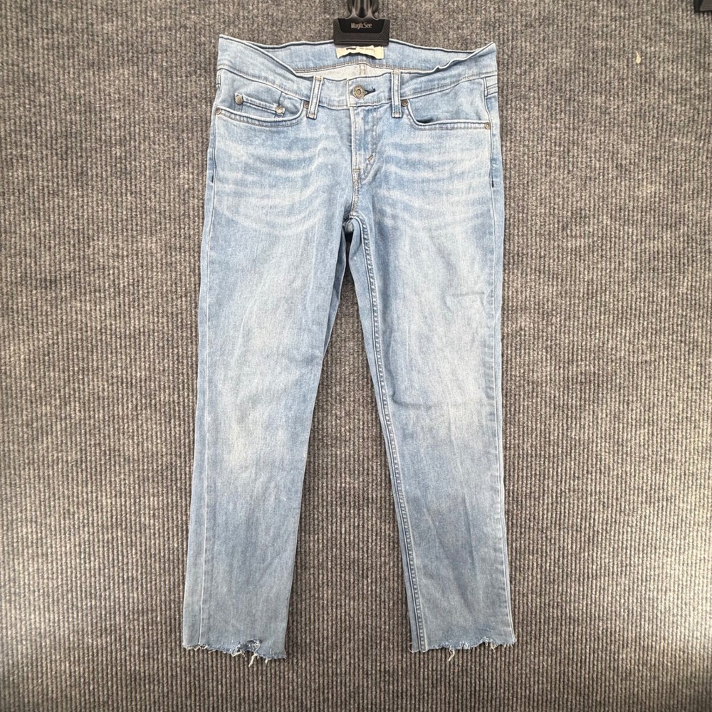Levi's 524 Skinny Jeans Women 7M W28 L32 Light Wash Good Raw Hem Low Rise